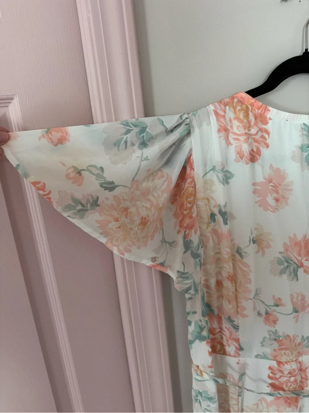 Abercrombie & Fitch Mint Floral Wrap Midi Dress